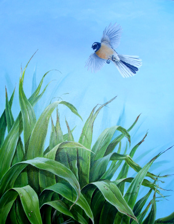 Fantail with flax2 by Janet Marshall acrylic.jpg